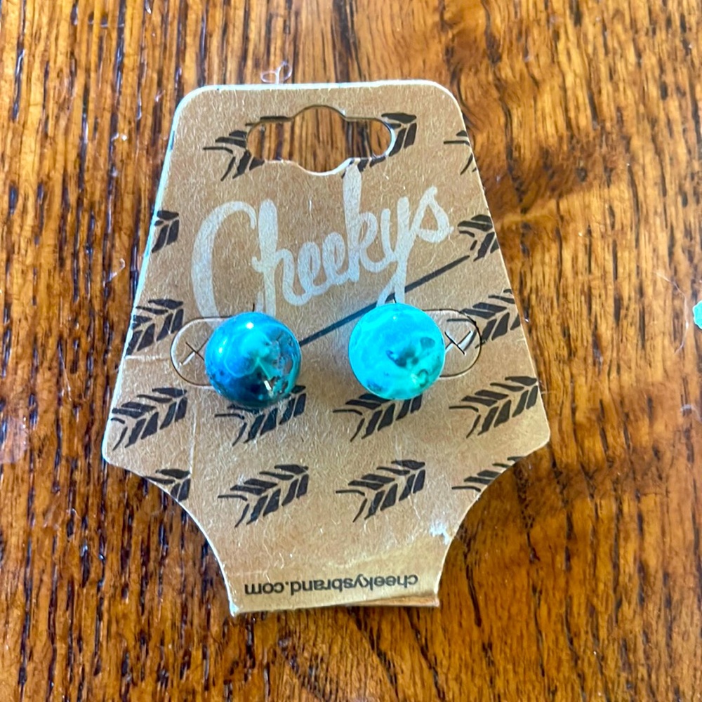 Faux turquoise post earrings by Cheekys